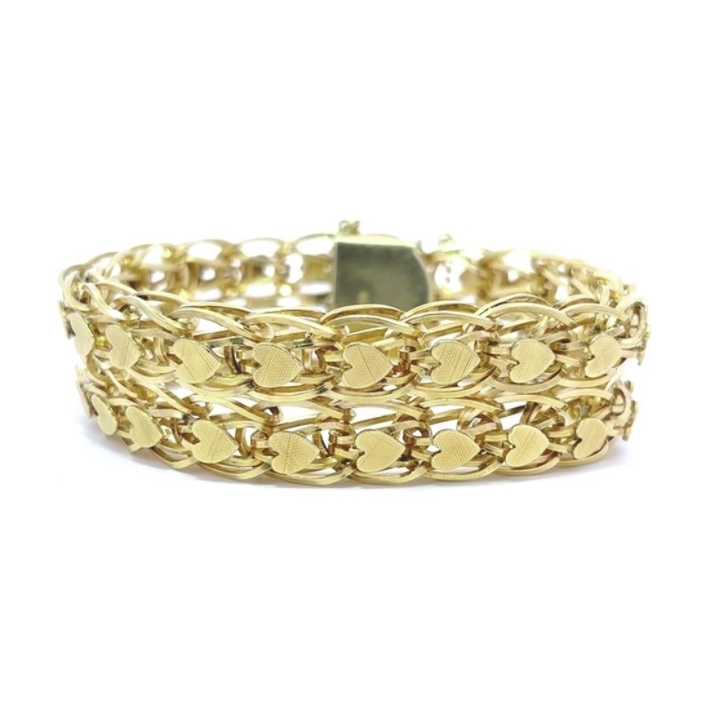 Estate 14 Karat Yellow Gold Heart Bracelet